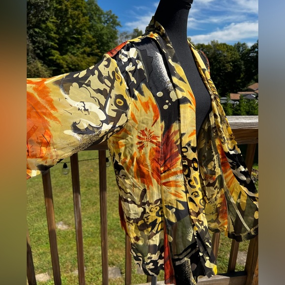 CHICO’S Silk Sheer Open Front Kimono/Cardigan - Picture 4 of 17